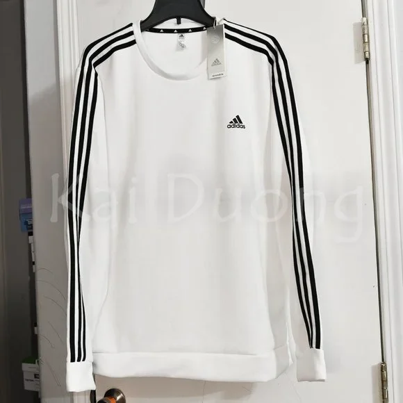Adidas Men’s Crew Neck Sweatshirt WHITE - Picture 4 of 9